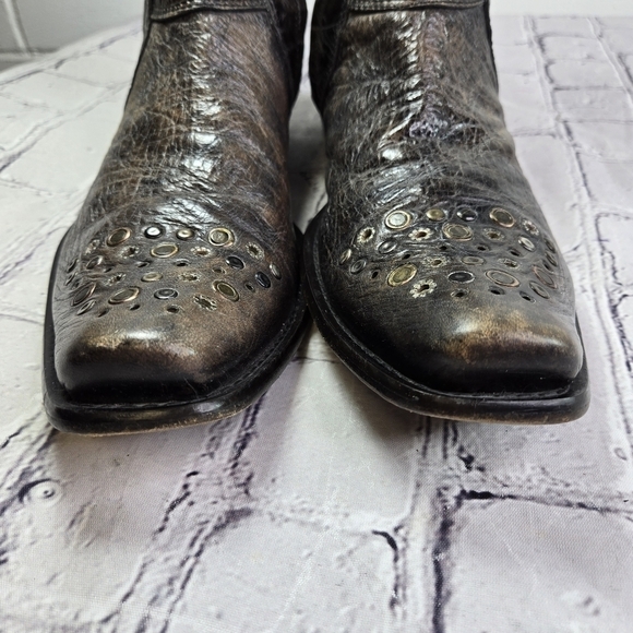 Donald Pliner western couture croc embossed leather studded ankle boots main image 6